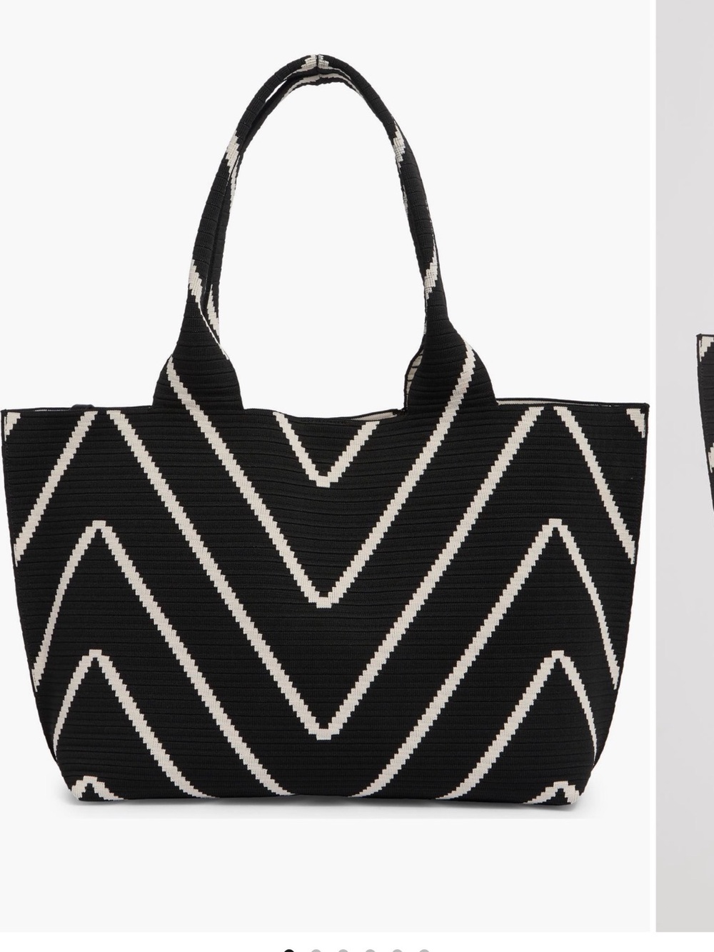 Black and Cream Chevron Tote Bag